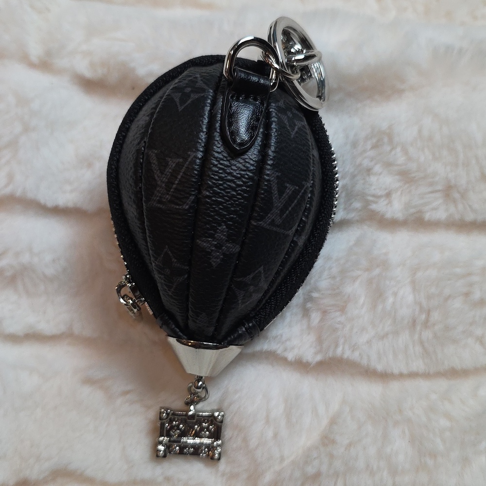 Hot Air Balloon Monogram Key Pouch - Black/Gray - Picture 2 of 5